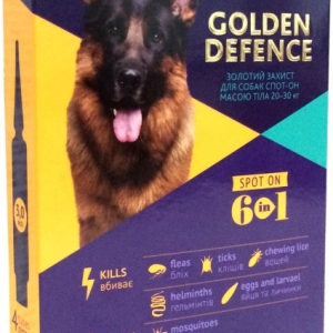 Капли на холку Golden Defence (Голден дефенс) №1 пипетка от паразитов для собак весом 20-30 кг Palladium