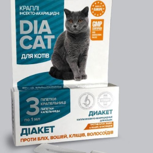 Капли DIACAT (Диакет) для кошек инсектоакарицидные №3 O.L.KAR.