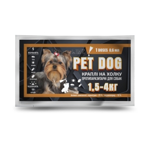 Капли PET DOG для собак весом 1.5-4 кг, 0.6 мл №10 от клещей, блох, власоедов, комаров (Круг)