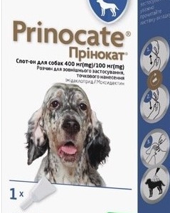 Крапли Принокат (Prinocate) для собак от внешних и внутренних паразитов 25 - 40 кг (1 пипетка 4 мл) KRKA