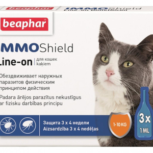 Капли Беафар IMMO Shield антипаразитные с силиконовым маслом для кошек и котят 3 пипетки Beaphar
