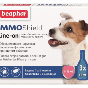 Капли Беафар IMMO Shield антипаразитные с силиконовым маслом для собак малых пород 1 - 15 кг 3 пипетки Beaphar