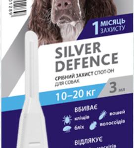 Капли на холку Palladium Silver Defence (Сильвер Дефенс) от блох, клещей и комаров для собак весом 10 - 20 кг