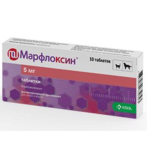 Марфлоксин таблетки 5 мг № 10 KRKA  антибиотик широкого спектра действия для лечения собак и кошек