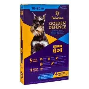Капли на холку Golden Defence (Голден дефенс) №1 пипетка от паразитов для собак весом 10-20 кг Palladium