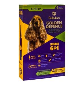 Капли на холку Golden Defence (Голден дефенс) от паразитов для собак весом 4-10 кг 1 пипетка  Palladium