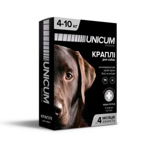 Капли Unicum Premium (Уникум Премиум) от блох и клещей для собак весом 4-10 кг (упаковка 3 пипетки)