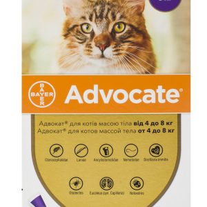Капли Адвокат для кошек весом от 4 до 8 кг (0,8 мл 1 пипетка) BAYER