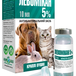 Капли Левомикан 5% для ушей