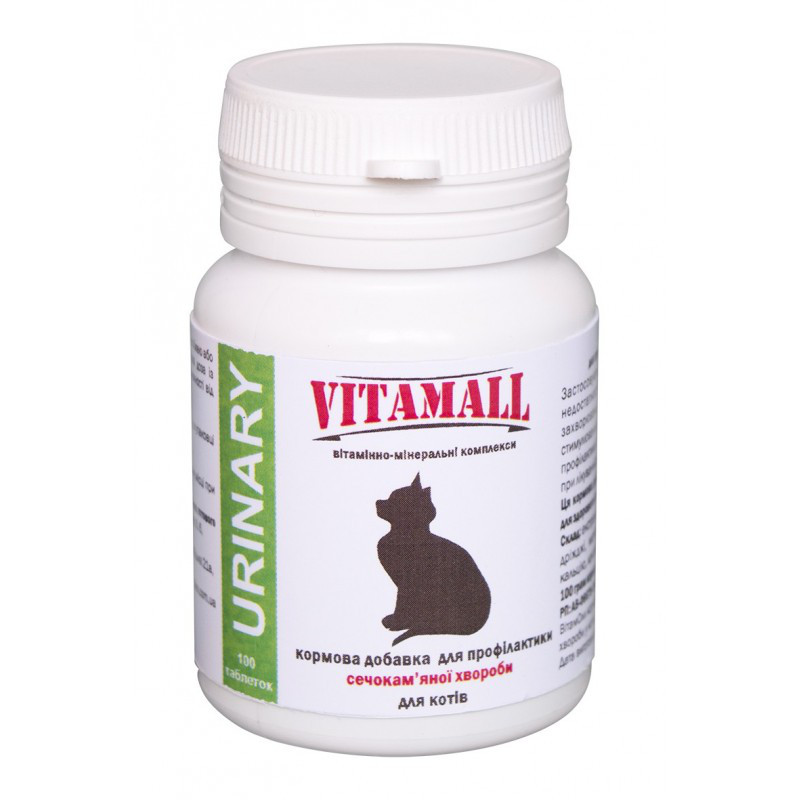Витамолл (VitamAll URINARY) кормова добавка для профілактики сечокам'яної хвороби для кішок 100 табл./50 г
