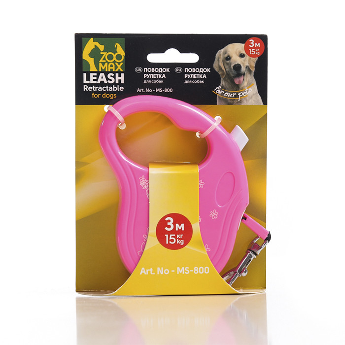 Повідець рулетка стрічка МІХс квіточкою 3м 15кг MS-800 ZooMax