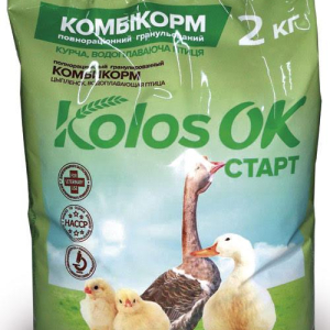 Комбікорм старт для курчат, водоплаваючої птиці (1-8 тижнів) Kolosok 2кг