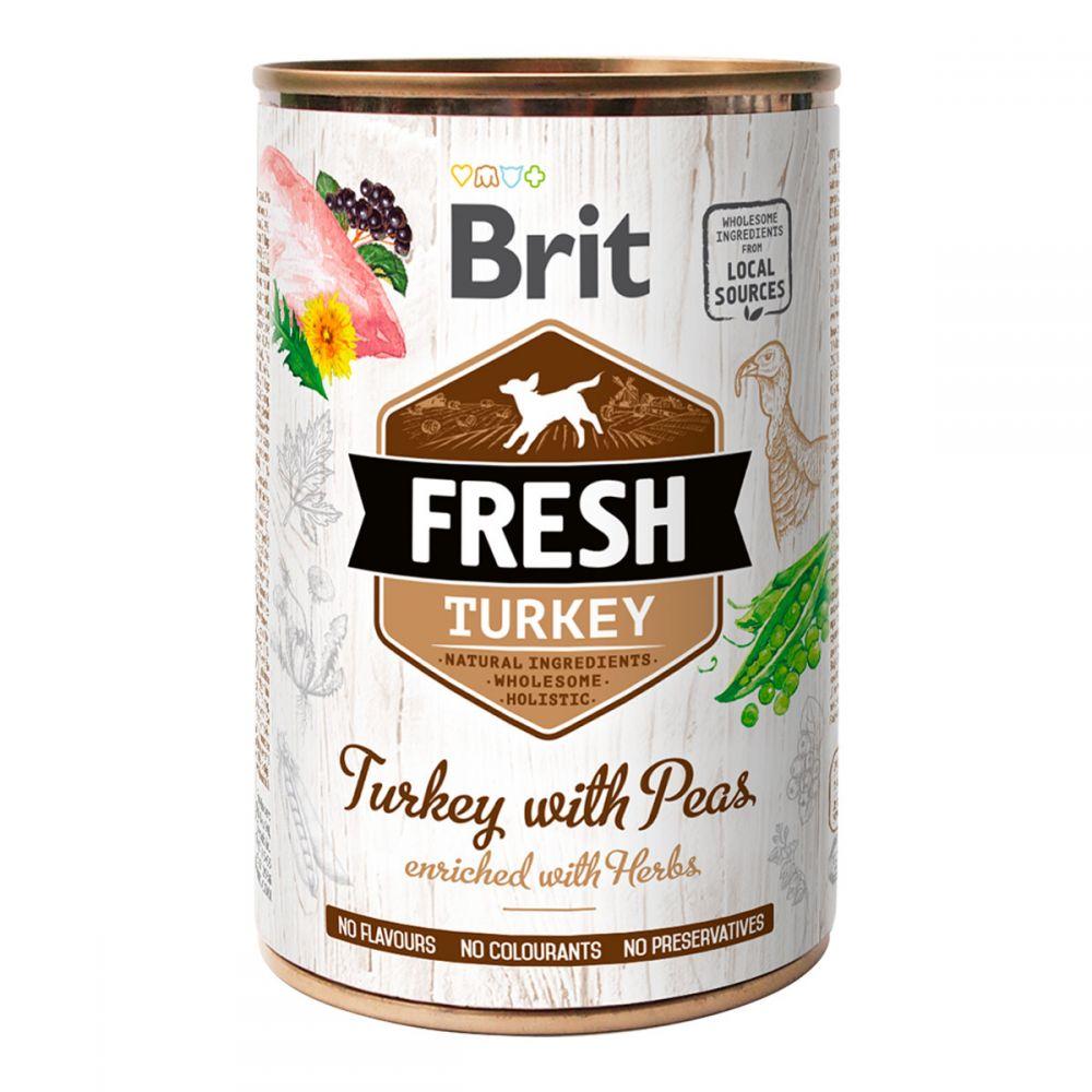 Вологий корм для собак Бріт Brit Fresh з індичкою та горошком 400 г