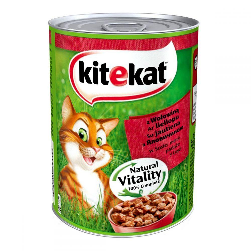 Kitekat Natural Vitality Консерви для кішок з яловичиною в соусі, 400 г