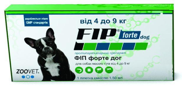 FIP forte dog (ФІП форте дог) краплі від бліх, кліщів і комарів для собак 4-9 кг, Zoovet