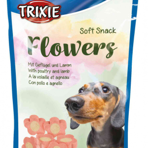 Ласощі для собак Trixie (TX-31492) Flowers м'які квіти для собак з ягням та птицею 75 г
