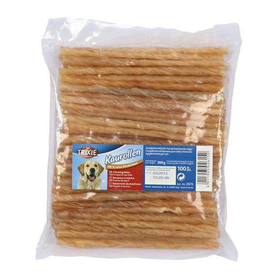 Ласощі для собак Trixie (TX-2615) Chewing Rolls палички кручені для собак з висушеної шкіри 5 - 6 мм (100 шт)
