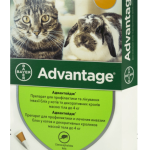 Краплі від бліх Адвантейдж (Advantage) 40 для котів і декоративних кроликів до 4 кг (упаковка 4 піпетки х 0.4 мл) Bayer
