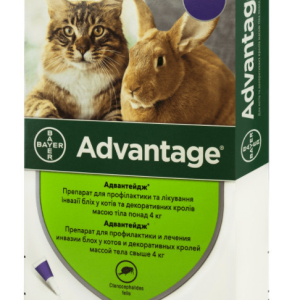 Краплі від бліх Advantage (Адвантейдж) 80 для котів і декоративних кролів вагою понад 4 кг (упаковка 4 піпетки х 0.8 мл) Bayer