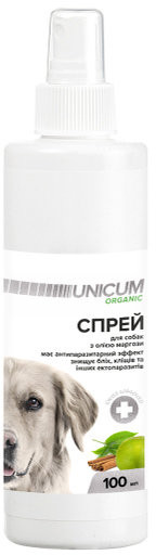 Спрей UNICUM ORGANIC (Унікум Органік) від блох і кліщів для собак 100 мл