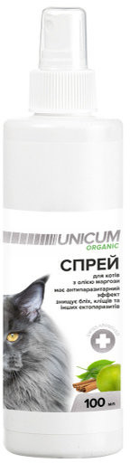 Спрей UNICUM ORGANIC (Унікум Органік) від бліх та кліщів для котів 100 мл
