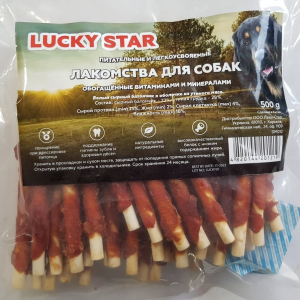 Ласощі для собак Сирний батончик із крученим м'ясом качки 500 г Lucky Star DM012