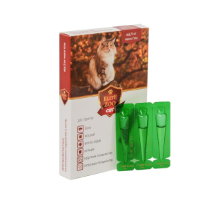 Краплі комплексні противопаразитарні Elite Zoo cat вага 5 - 10 кг (3 ампули х 1 мл)  Продукт