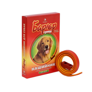 Нашийник інсектоакарицидний Бар’єр супер для собак жовто-червоний 65 см Продукт