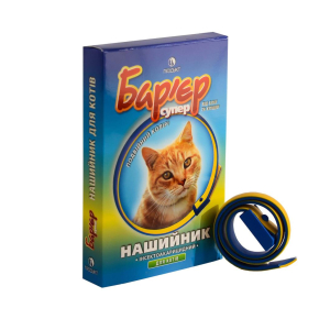 Нашийник інсектоакарицидний Бар’єр супер для котів жовто-блакитний 35 мл Продукт