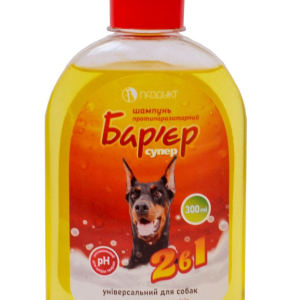 Шампунь Бар’єр супер 2 в 1  протипаразитарний універсальний для собак  з короткою шерстю 300 мл Продукт
