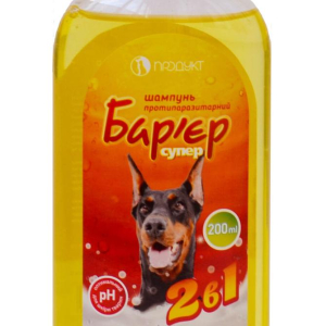 Шампунь Барьер супер 2в1 протипаразитарний для собак з короткою шерстю універсальний 200 мл
