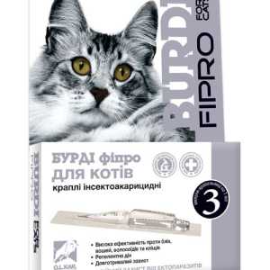 Краплі Бурди Фіпро для котів №3 O.L.KAR (від бліх і кліщів)