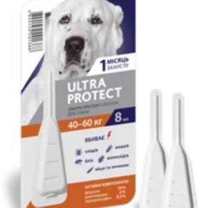 Краплі на холку Ultra Protect (Ультра протект) від бліх, кліщів і комарів для собак вагою 40-60 кг Palladium