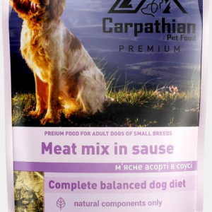 Вологий корм для дорослих собак малих порід Pet Food М'ясне асорті в соусі 100 г Carpathian