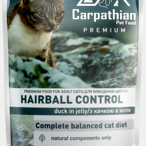 Вологий корм для кішок Pet Food для виведення шерсті Качка в желе 80 г Carpathian