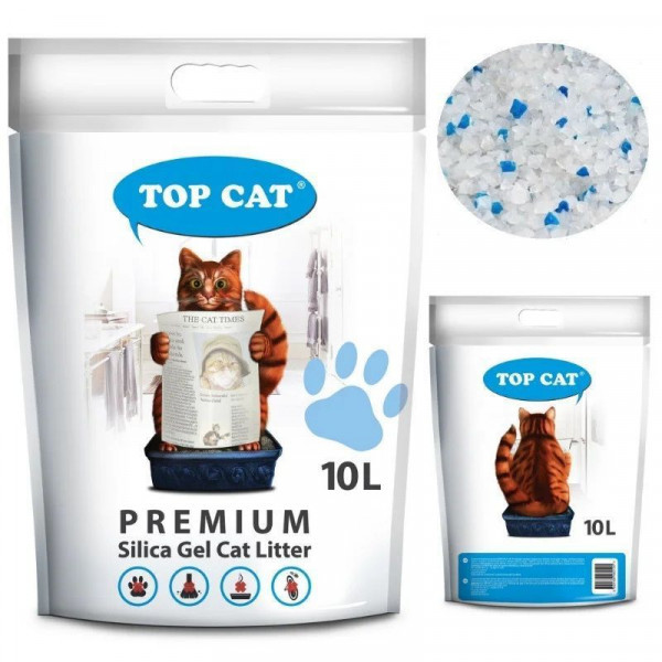 Силикагелевый наповнювач TOP CAT Premium 10 літрів для котячого туалету