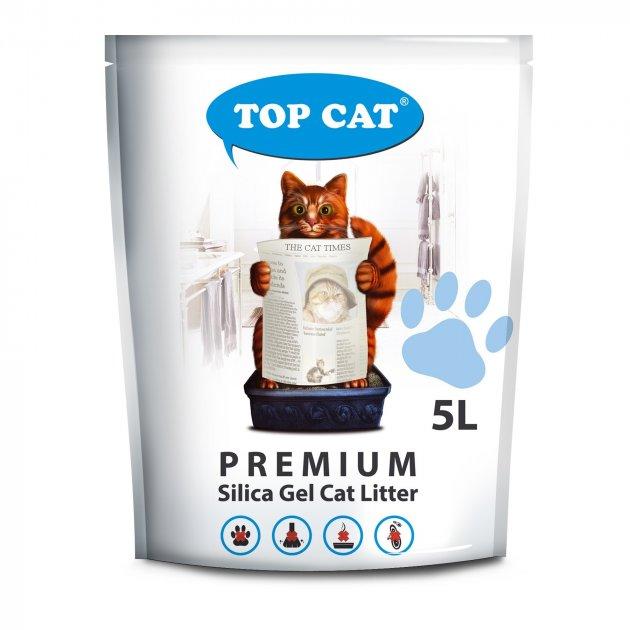 Силикагелевый наповнювач TOP CAT Premium 5 літрів для котячого туалету