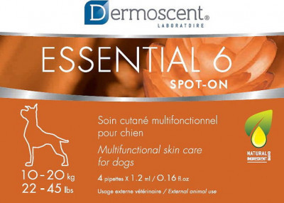 Dermoscent Essential 6 spot-on для догляду за шкірою/шерстю собак вагою 10-20 кг (оранжевий) 4х1.2 мл термін до 12.25