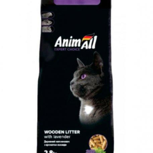 Деревний наповнювач для котячого туалету AnimAll wooden litter з ароматом лаванди 2.8 кг
