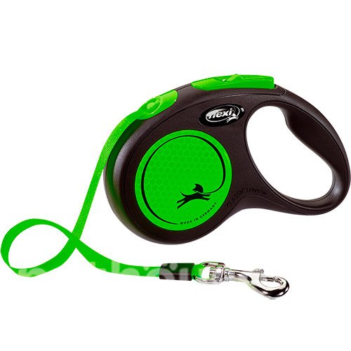Повідець-рулетка Flexi New Neon S стрічка 5м/15 кг (Зелений)