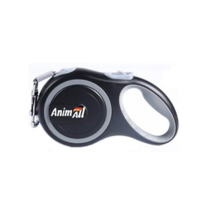 Повідець-рулетка AnimAll L до 50 кг, 5 м (Сіро-чорний)