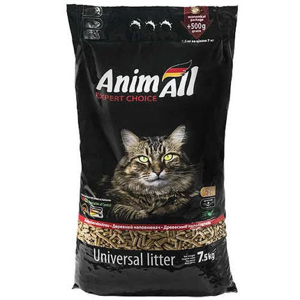 Наповнювач універсальний для котів гризунів і птахів AnimAll Деревний поглинаючий 7.5 кг