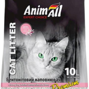 Наповнювач для котячого туалету AnimAll Бентонітовий комкуючий з ароматом дитячої пудри 8.6 кг (10 л) Білий