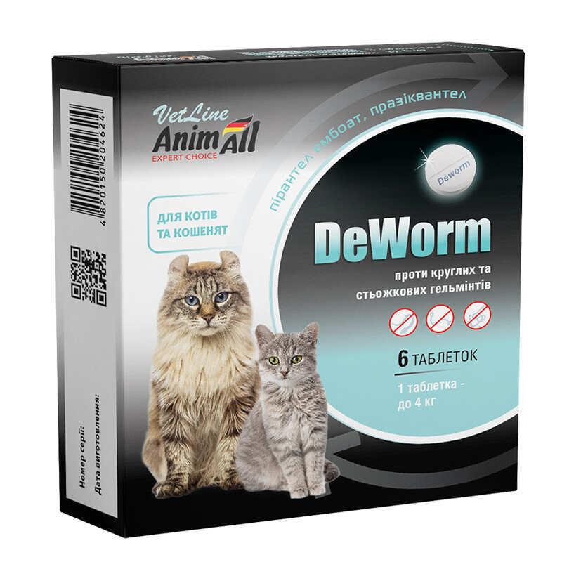 AnimAll VetLine DeWorm (ДеВорм) - антигельмінтний препарат для кішок і кошенят (№6 таблетки)