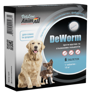 AnimAll VetLine DeWorm XL (ДеВорм) антигельмінтний препарат для собак і цуценят (№6 таблетки)