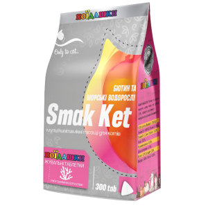 "Smak Ket" - мультивітамінні ласощі для котів "Морські водорості та Біотин", 300 таблеток (Круг)