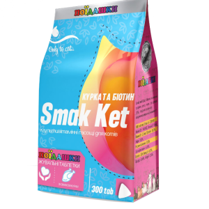 "Smak Ket" - мультивітамінні ласощі для котів "Курка і Біотин", 300 таблеток (Круг)