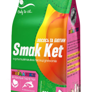"Smak Ket" - мультивітамінні ласощі для котів "Лосось і Біотин", 300 таблеток (Круг)