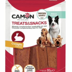 "Camon Treats & Snacks" - в'ялена закуска "Пластини з кролика" для дорослих собак, 80г 14шт/уп