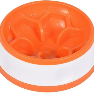 Миска-квітка для собак AnimAll 0273 кругла для повільного годування PS8005 300 мл Помаранчева/біла